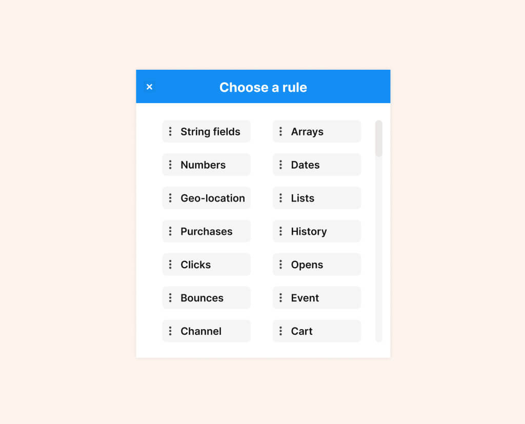 example of rules selection