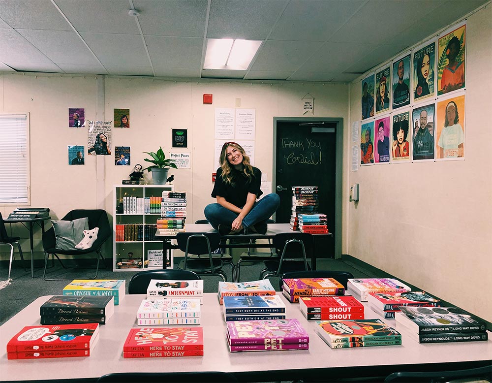 Nipomo High School classroom with book donations from Cordial