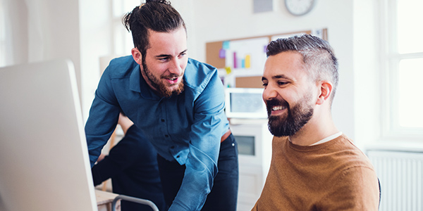 Coworkers laughing