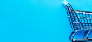 Shopping cart on a blue background