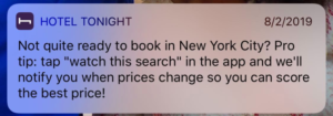 Hotel Tonight push notification example
